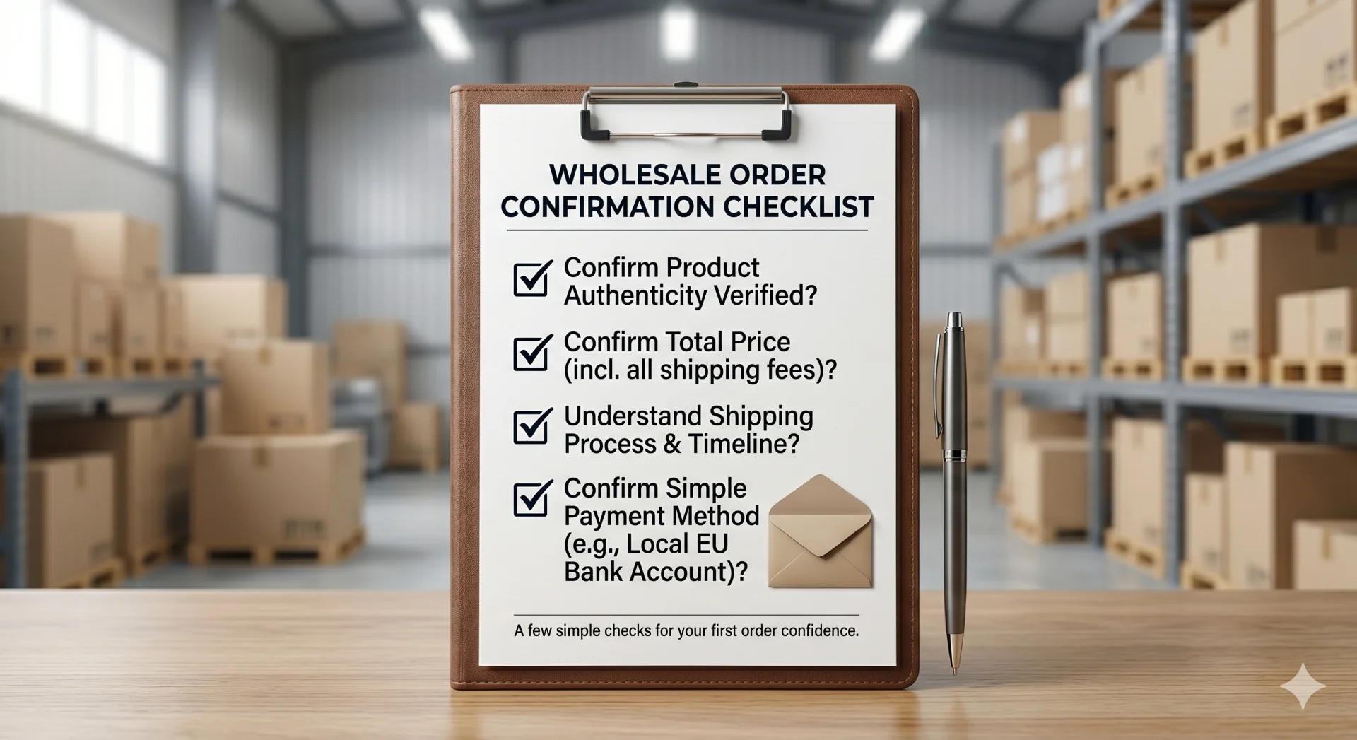 A checklist for placing a wholesale order