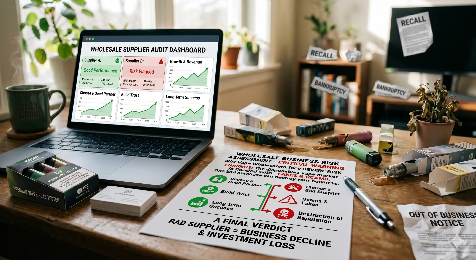 A chart showing business growth versus decline