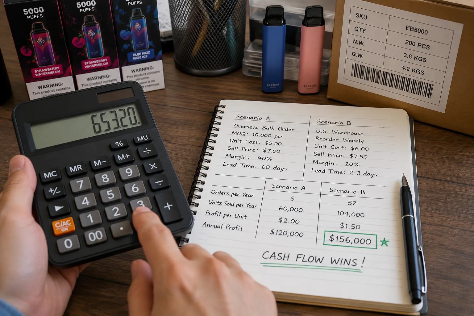 calculator showing profit margins