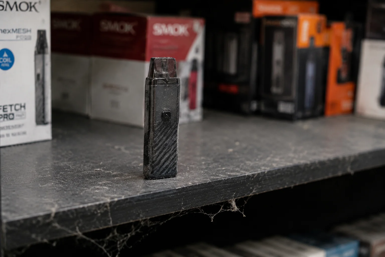 Managing Dead Stock Risk a single unpopular vape device gathering dust on a shelf