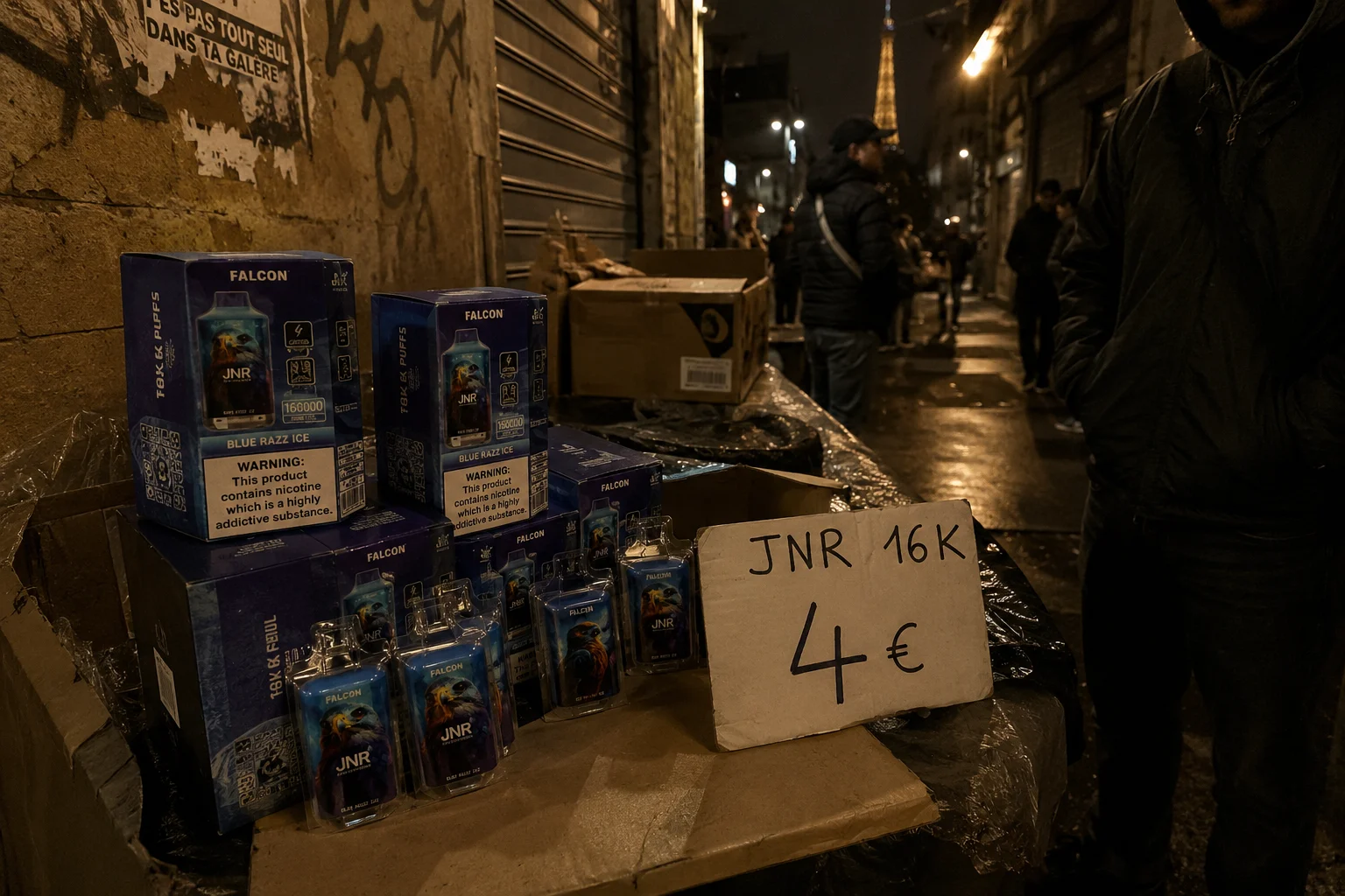A dark alleyway representing the black market for fake vapes.