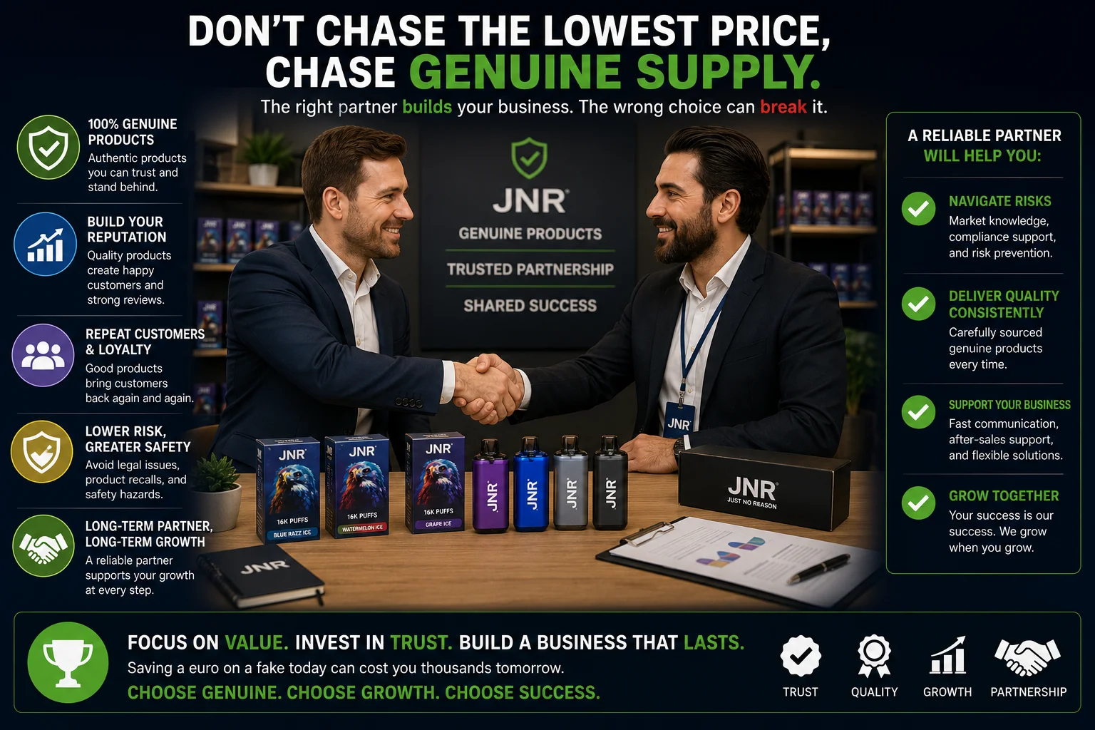 A handshake between a business owner and a trusted supplier.