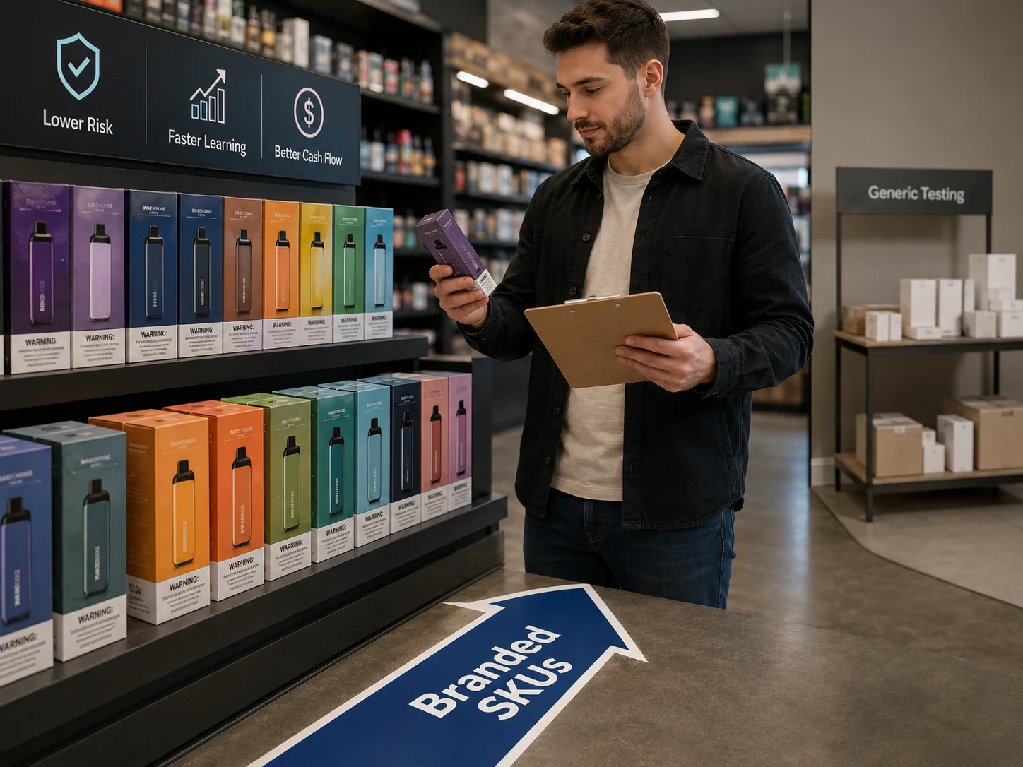 A clear path labeled "Branded SKUs" leading to a successful business goal