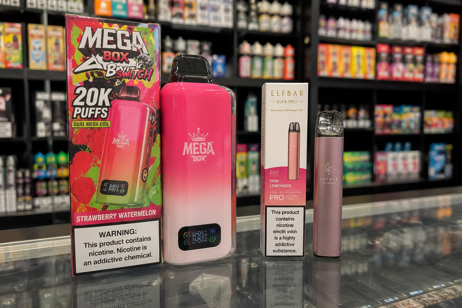 Vape Size vs. Quality A large, cheap-looking vape next to a smaller, sleek, high-quality vape