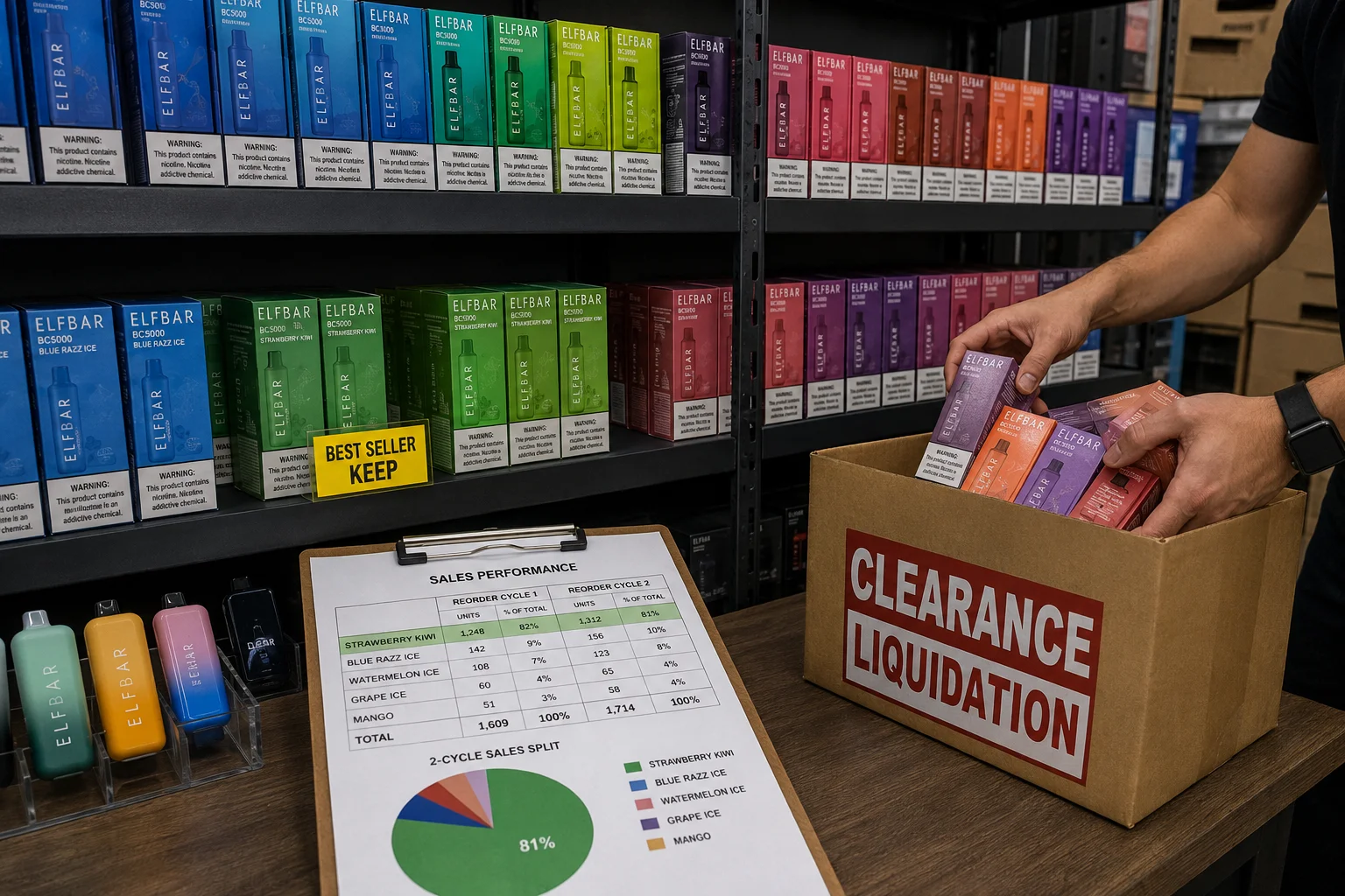 A person's hand getting rid of unpopular vape flavors