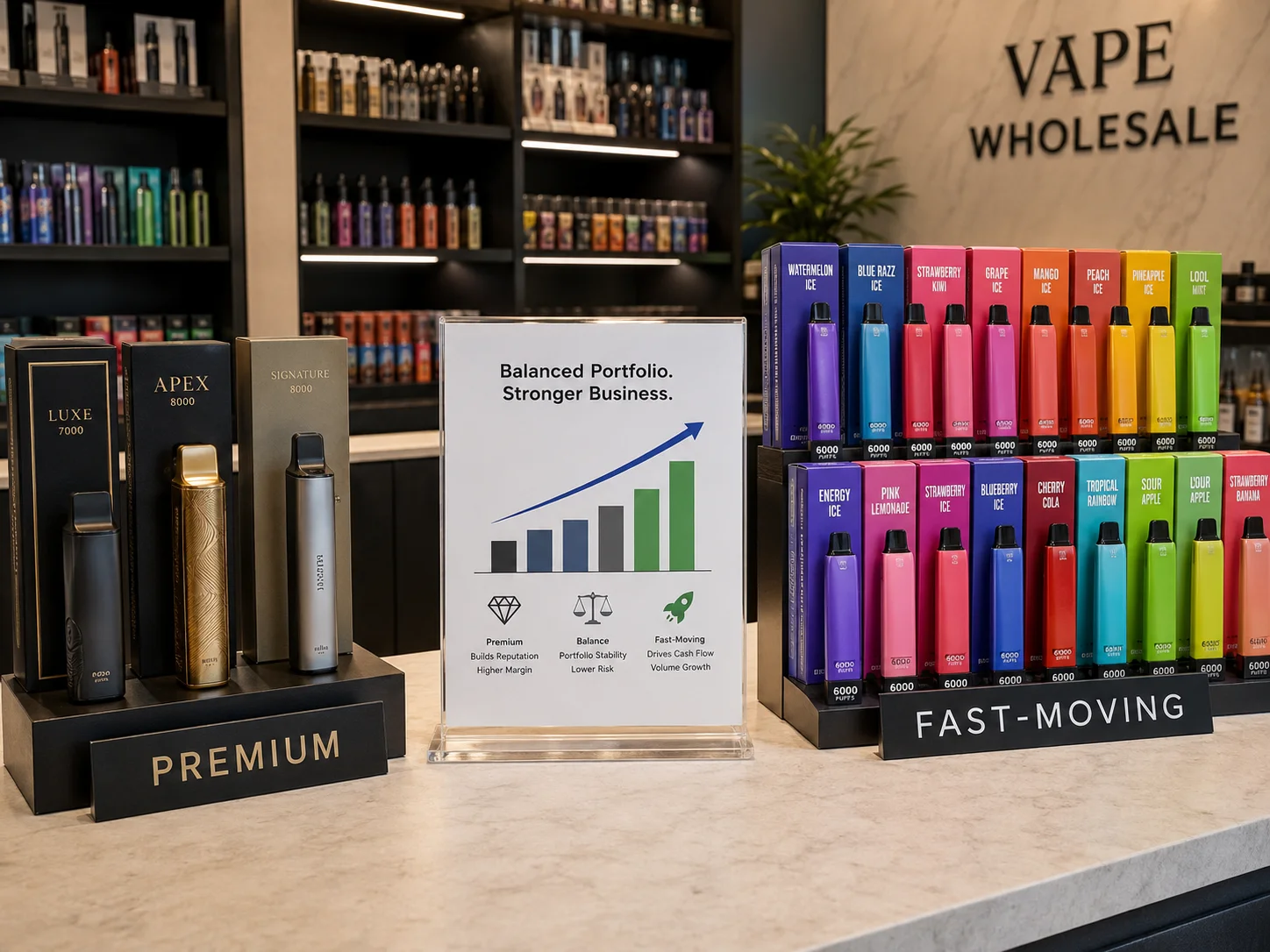 Chart showing business stability with mixed brands