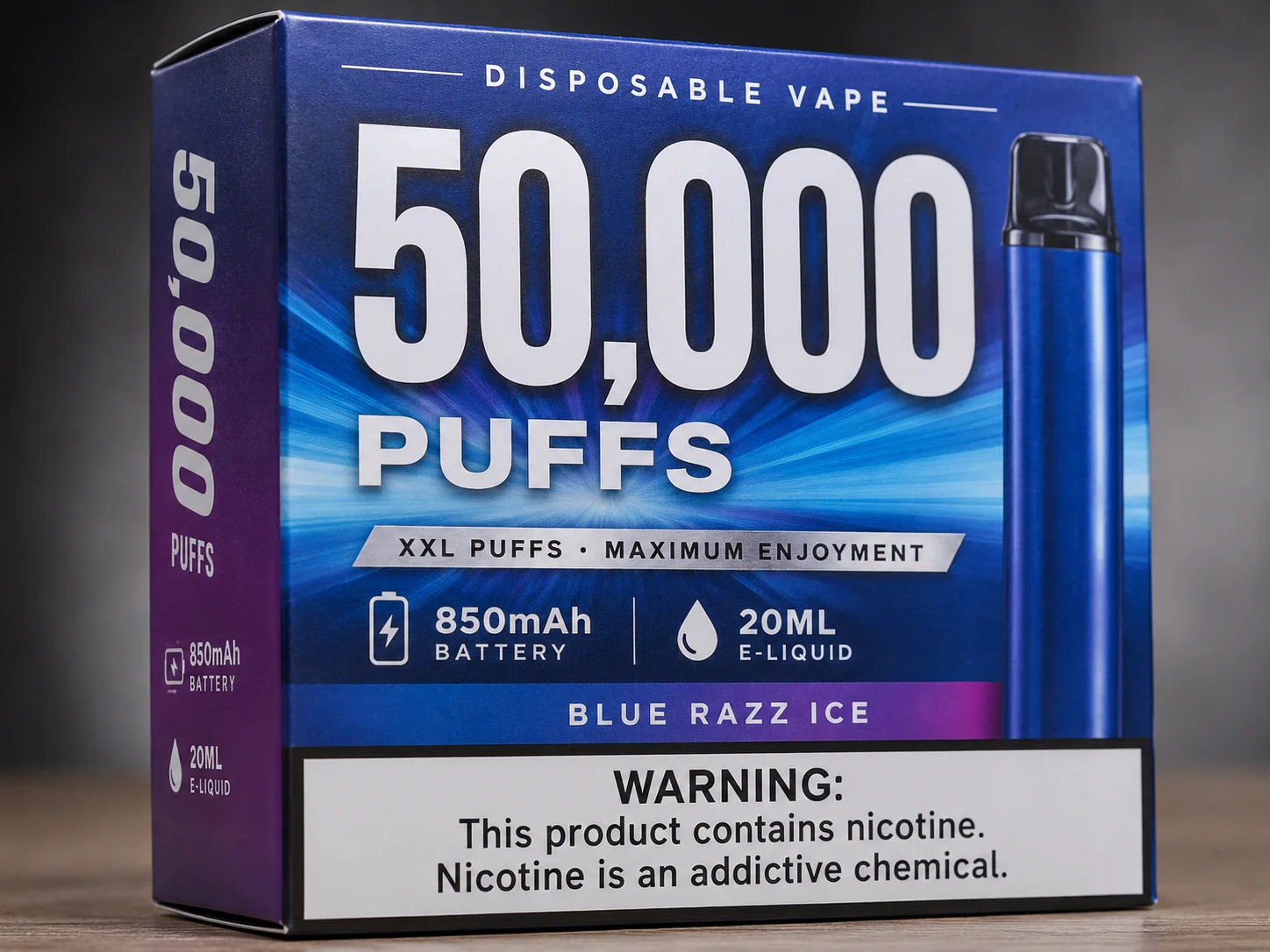 An exaggerated puff count number on a vape package
