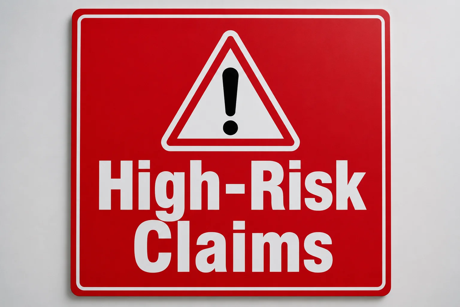 A red warning sign with the words "High-Risk Claims"