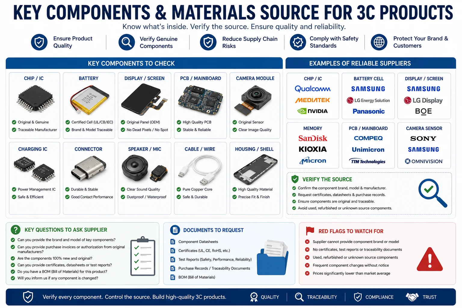 key components materials source 3C products