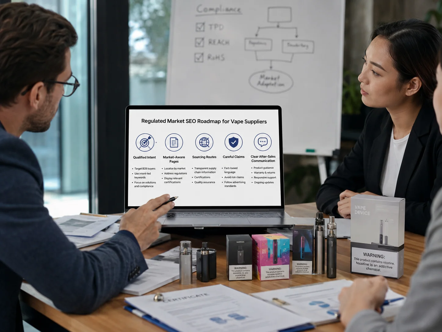 vape supplier SEO strategy regulated markets