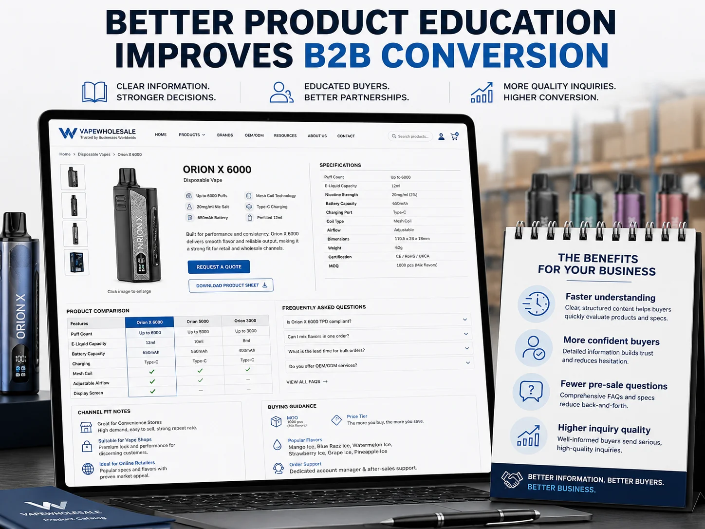What makes a vape product line easier to sell with wholesale vape product education