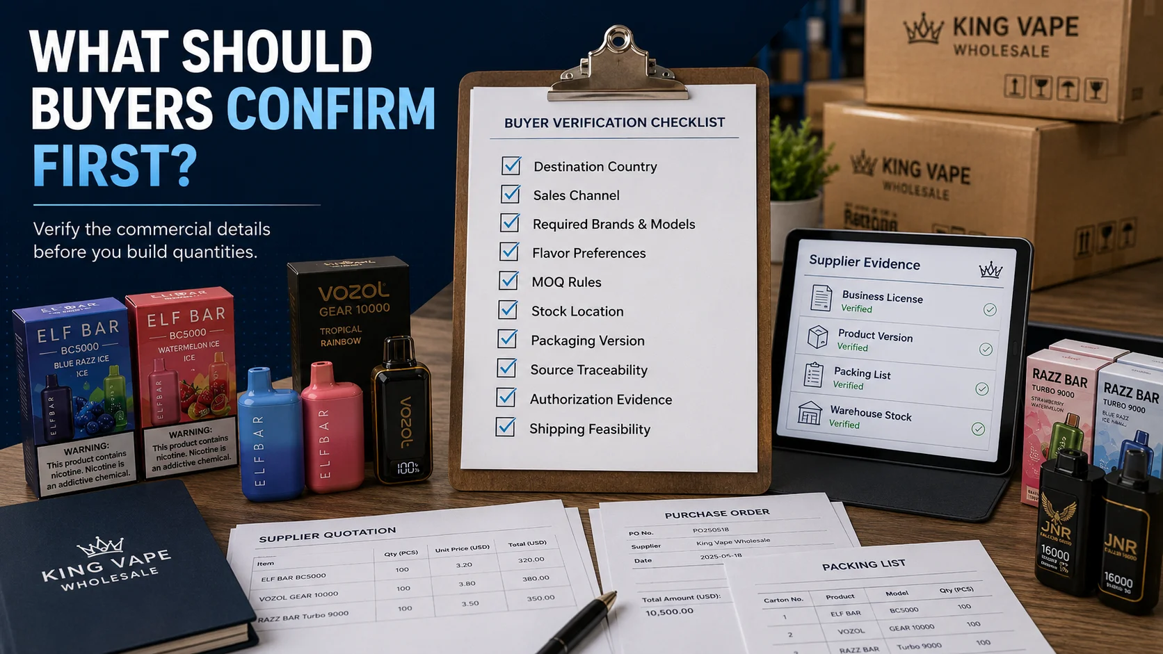 Supplier evidence for mixed-brand vape orders Buyer checks for mixed brand vape wholesale MOQ planning