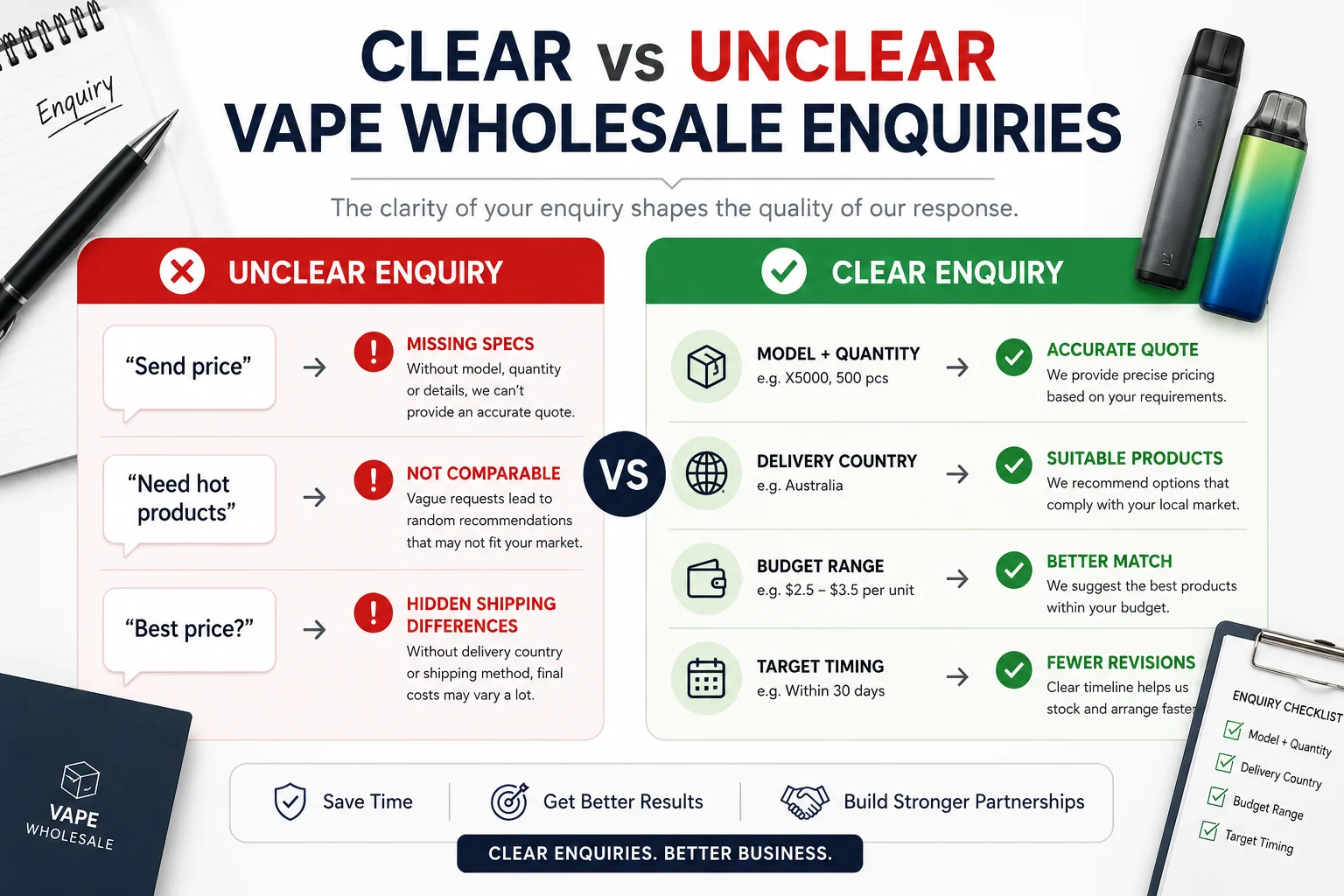 How small importers should talk to suppliers more clearly for vape wholesale quotation comparison
