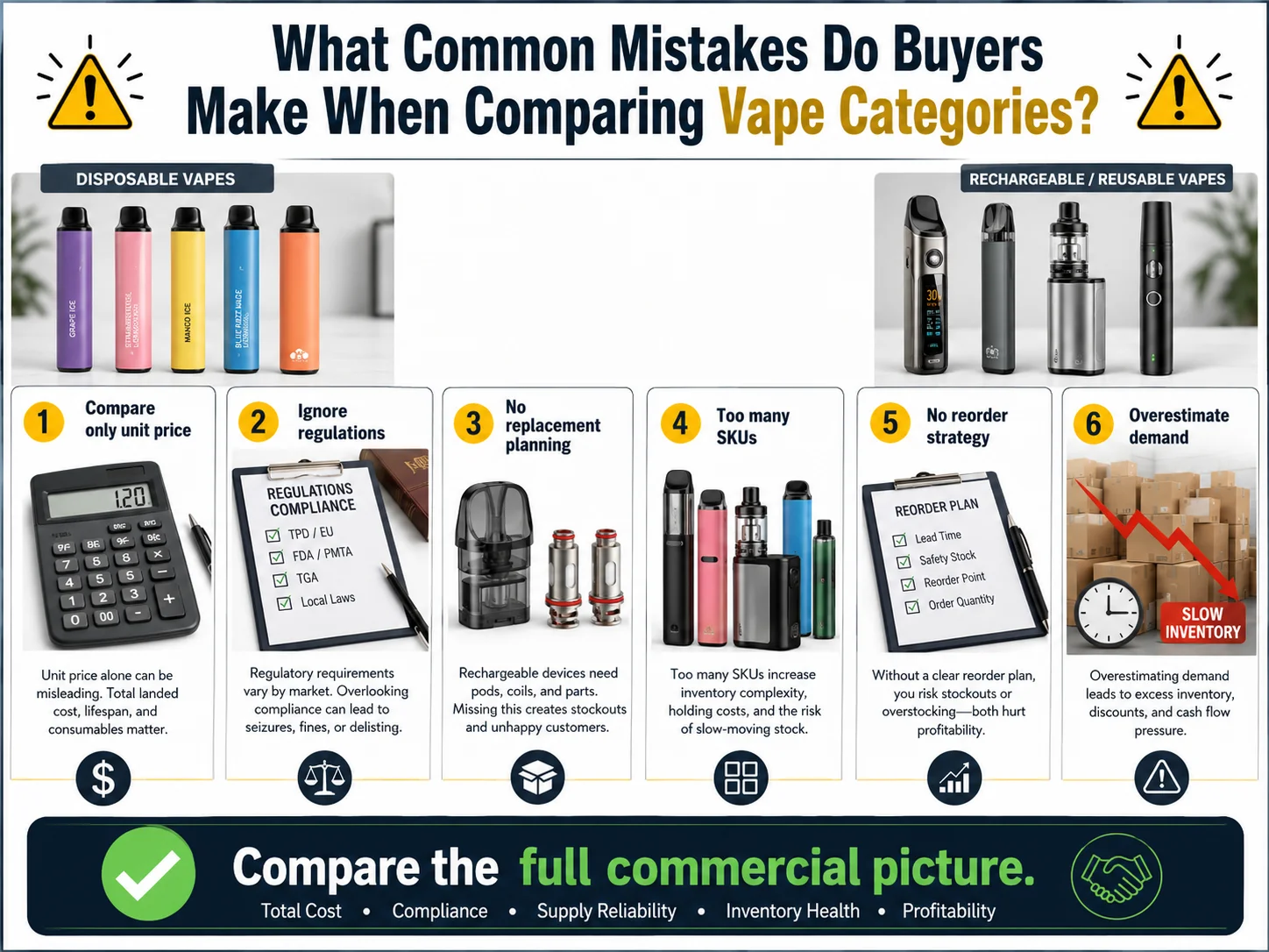 Common disposable vs rechargeable vape wholesale buying mistakes