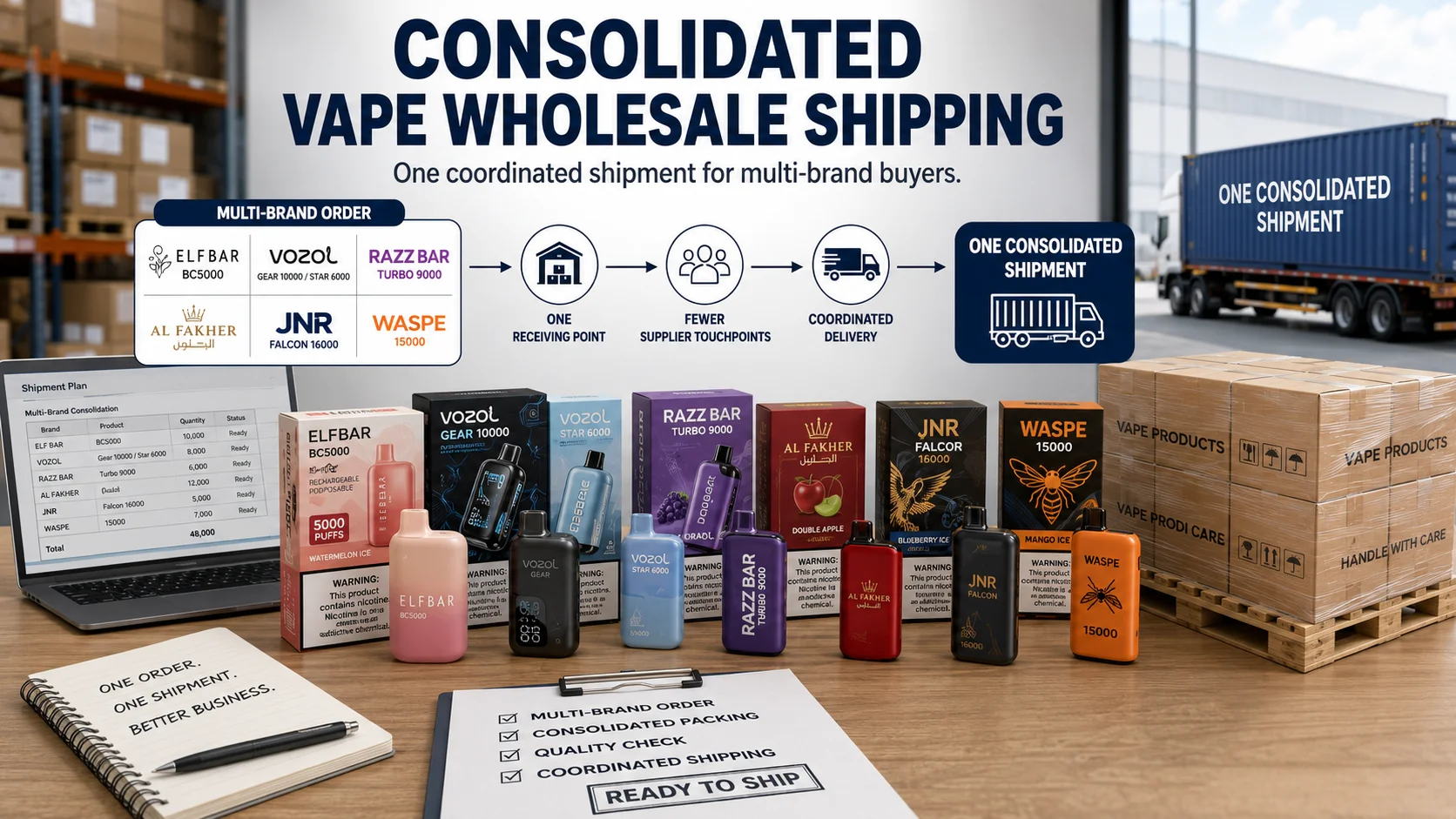 Consolidated vape wholesale shipping for multi-brand orders Consolidated vape wholesale shipping for multi-brand vape buyers