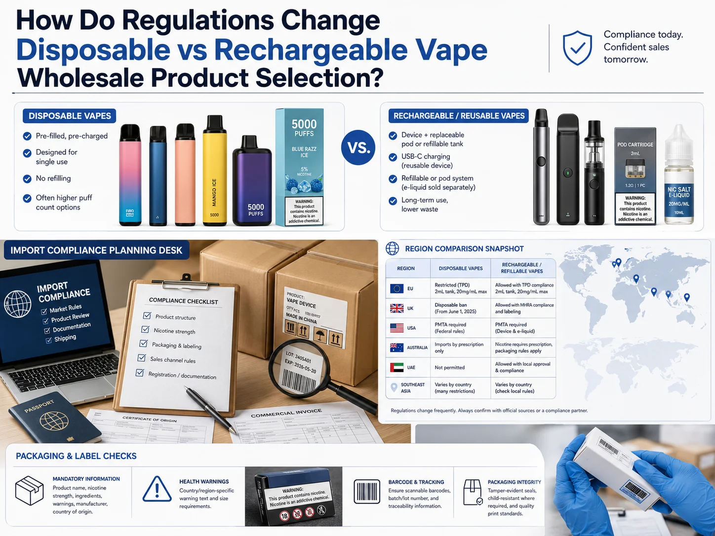 Disposable vs rechargeable vape wholesale compliance review
