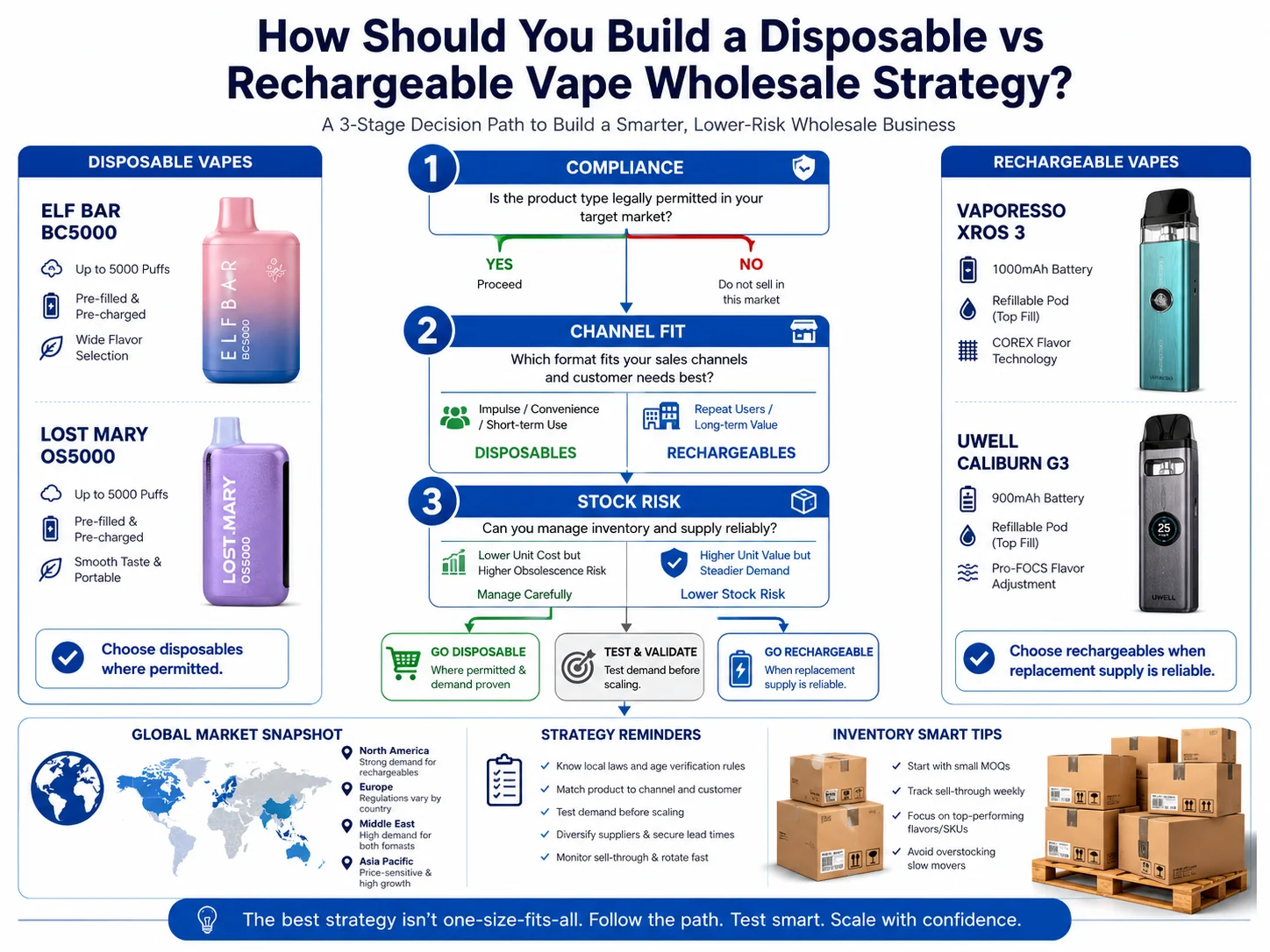 Disposable vs rechargeable vape wholesale planning by local market