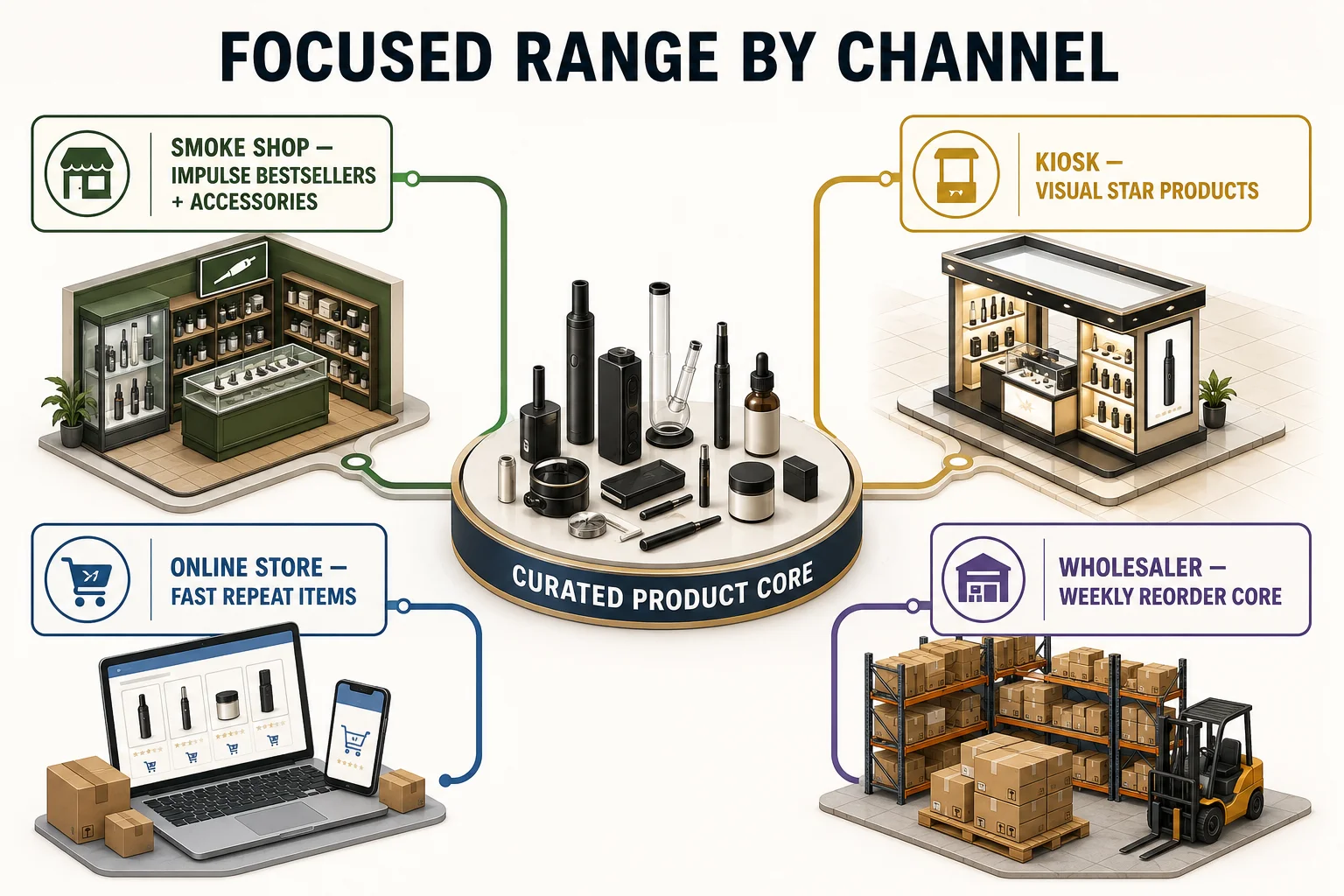 different vape retail channels each with a focused product selection