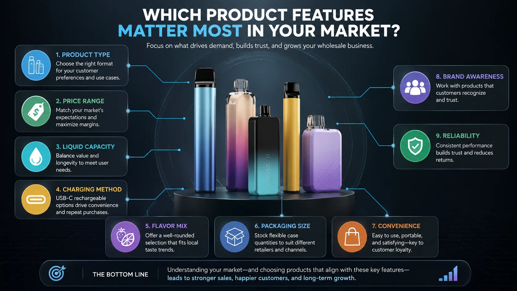 Vape product range by sales channel Vape wholesale categories matched to retail sales channels