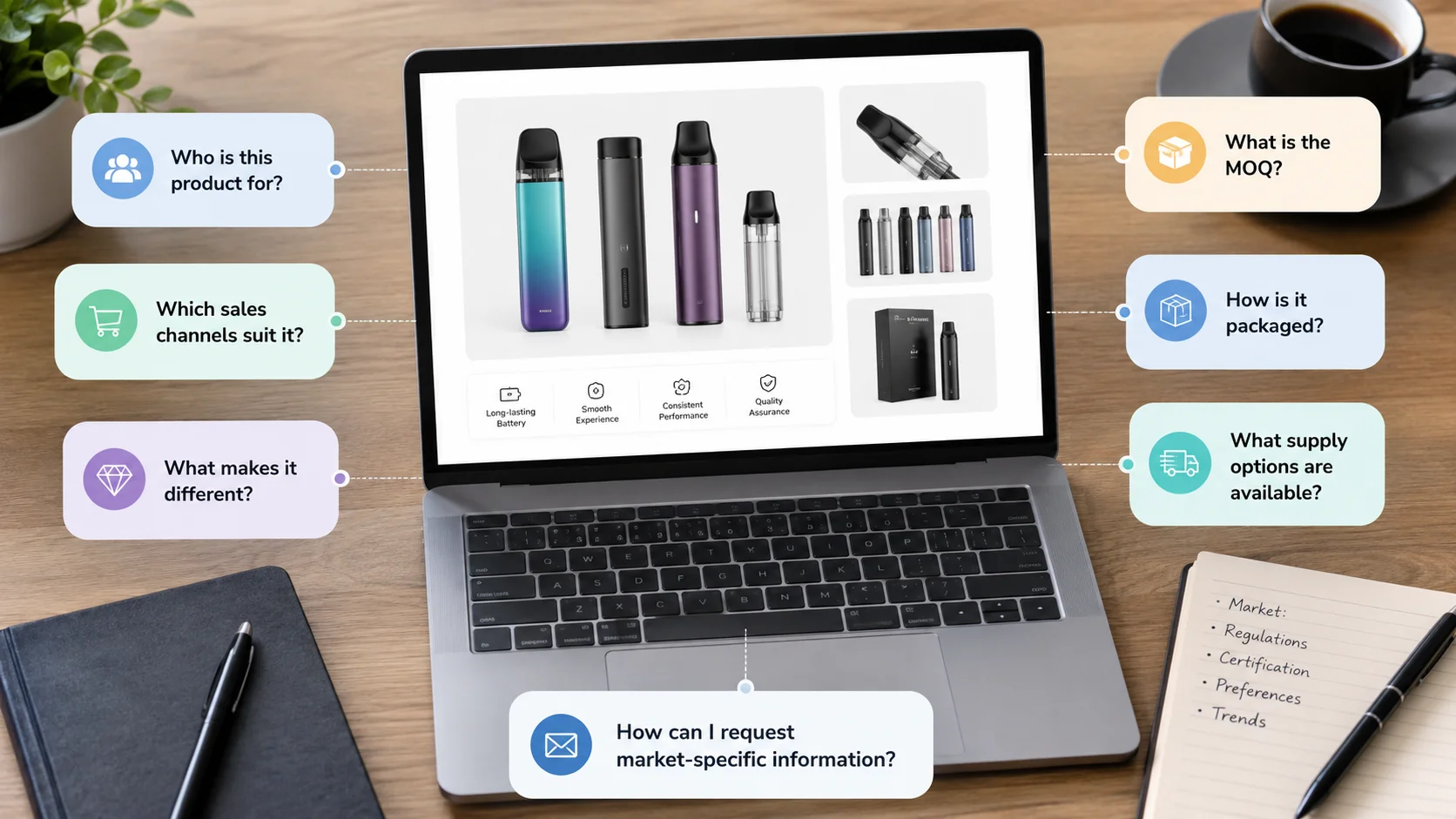 Wholesale vape buyer questions answered on a product page