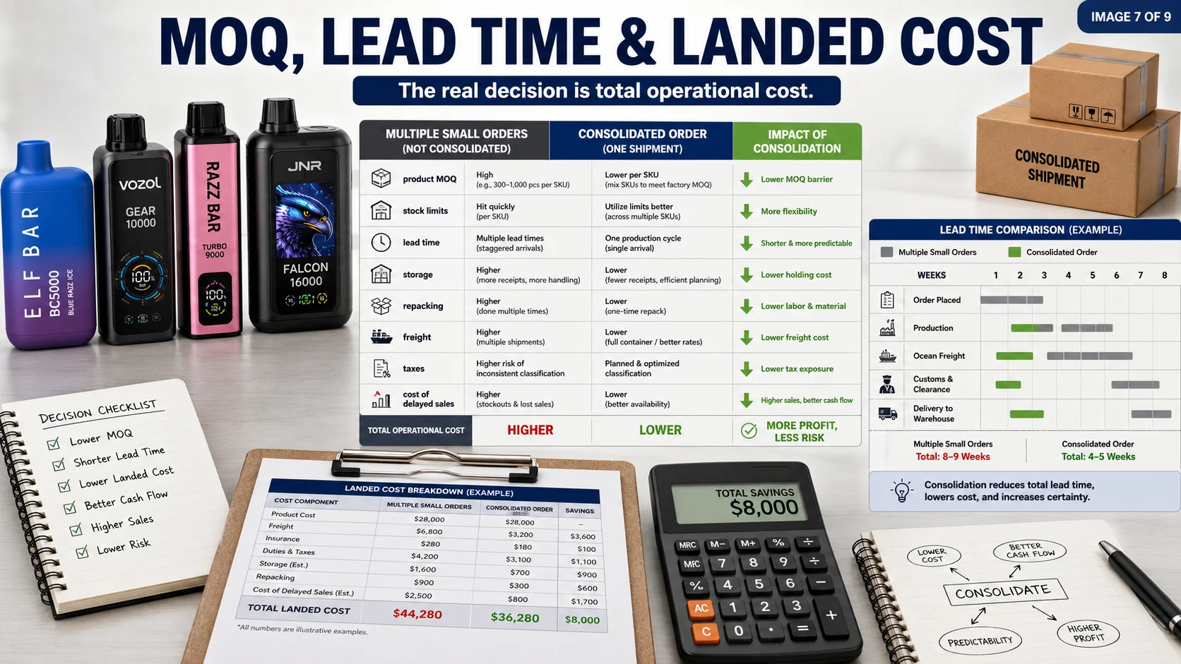 Vape landed cost and MOQ planning Consolidated vape wholesale shipping and landed cost planning