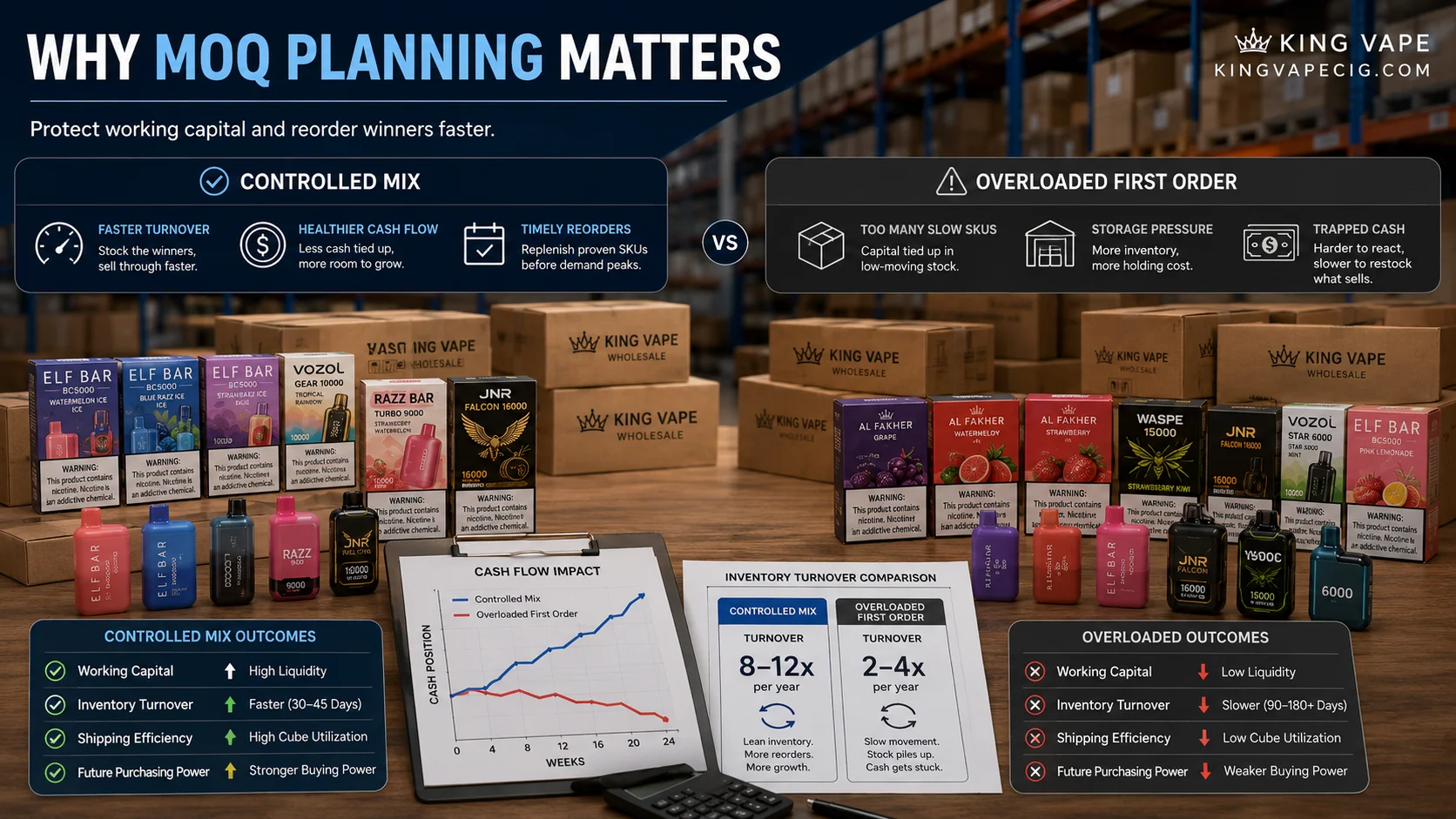 Wholesale cash flow and vape MOQ planning Mixed brand vape wholesale MOQ planning protects wholesale cash flow