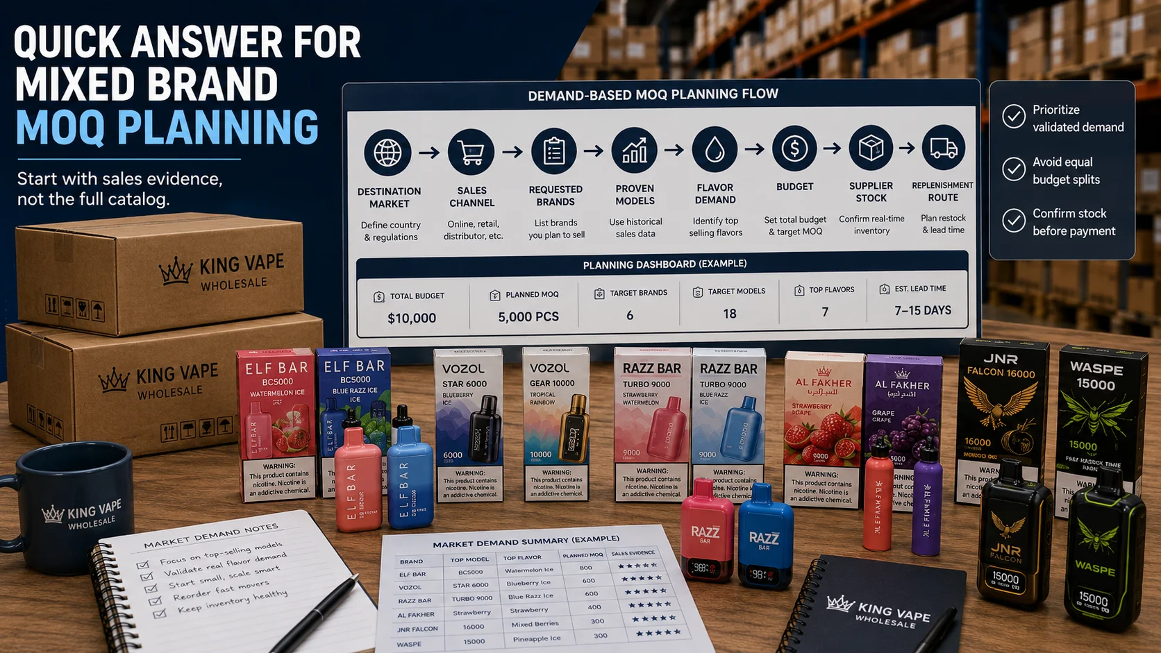 Vape wholesale MOQ planning by sales channel Mixed brand vape wholesale MOQ planning based on sales channel demand