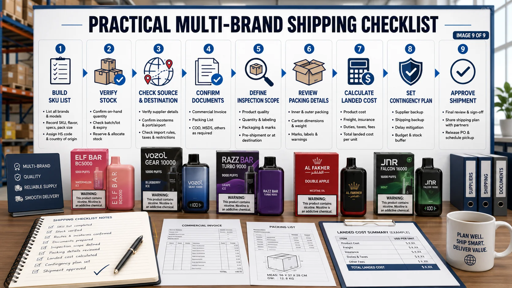 Multi brand vape shipping checklist Practical consolidated vape wholesale shipping checklist