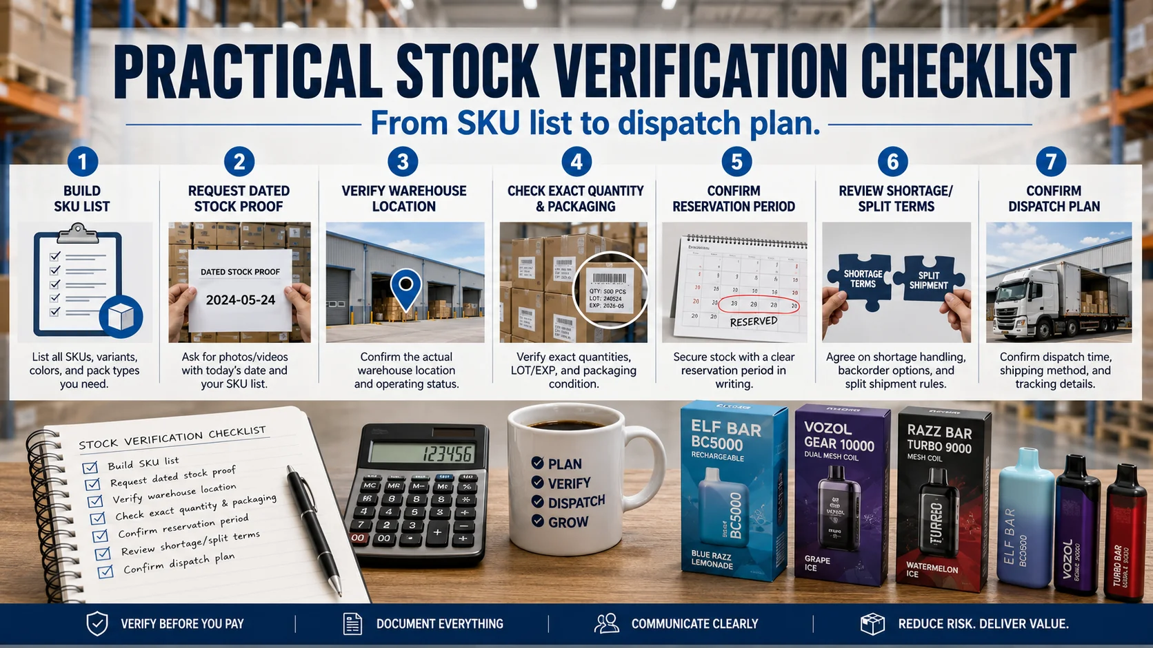Vape wholesale stock verification checklist Vape wholesale stock availability verification checklist for B2B buyers
