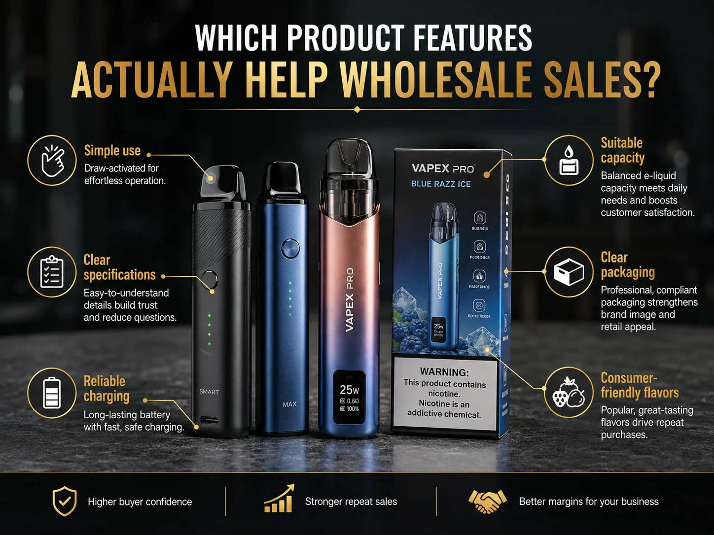 What makes a vape product line easier to sell through practical vape product features