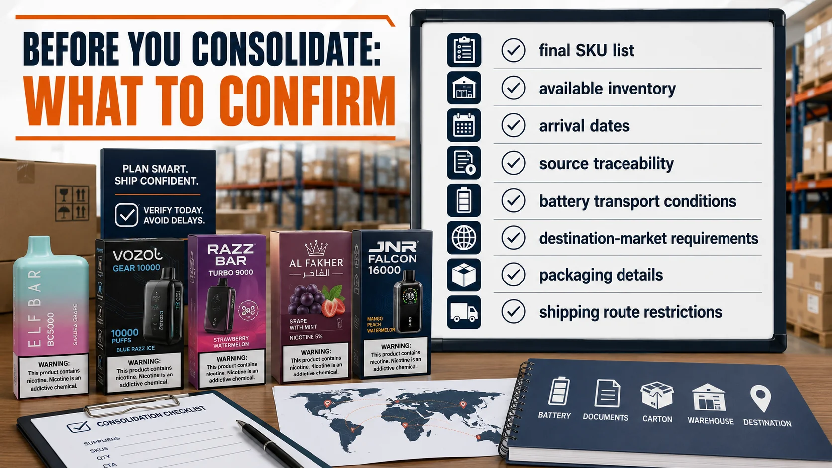 Vape shipment verification checklist Consolidated vape wholesale shipping checklist for battery products