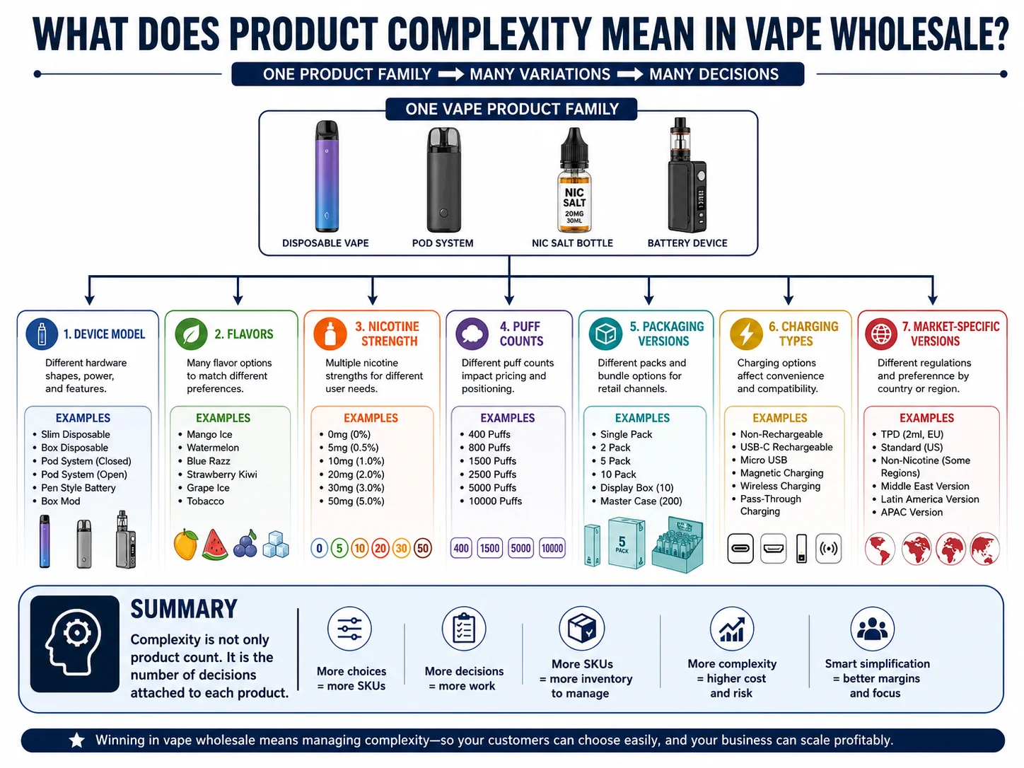 Vape wholesale product complexity across flavours devices and packaging