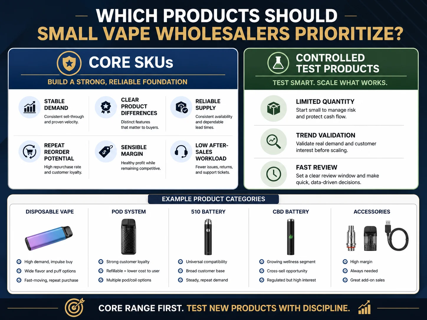 Vape product range strategy for small vape wholesalers