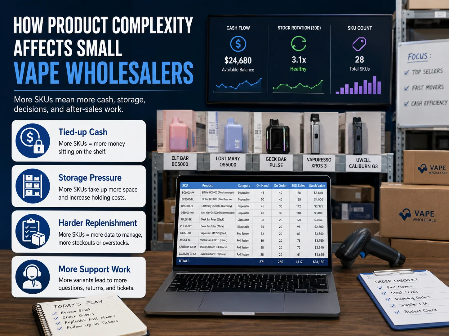 How product complexity affects small vape wholesalers managing vape inventory