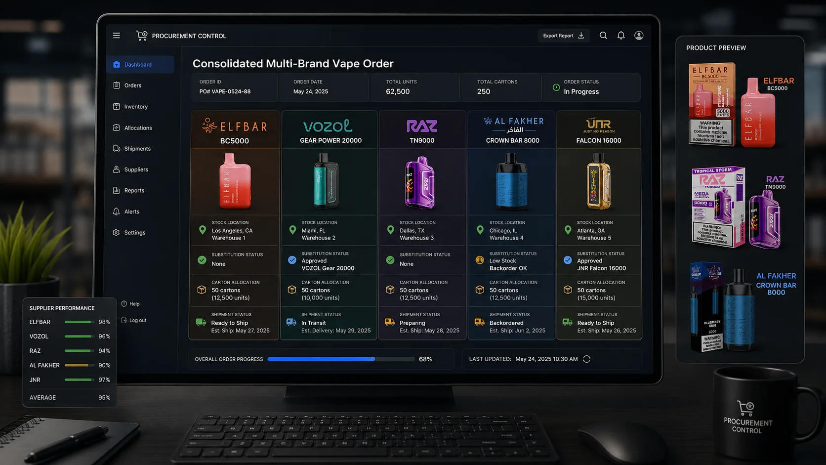 multi brand vape invoice SKU matching quote PI packing list carton delivery