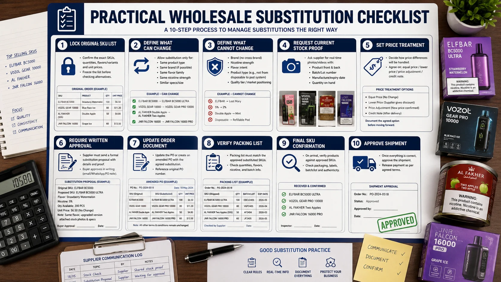 Vape stock substitution rules for wholesalers checklist for order confirmation