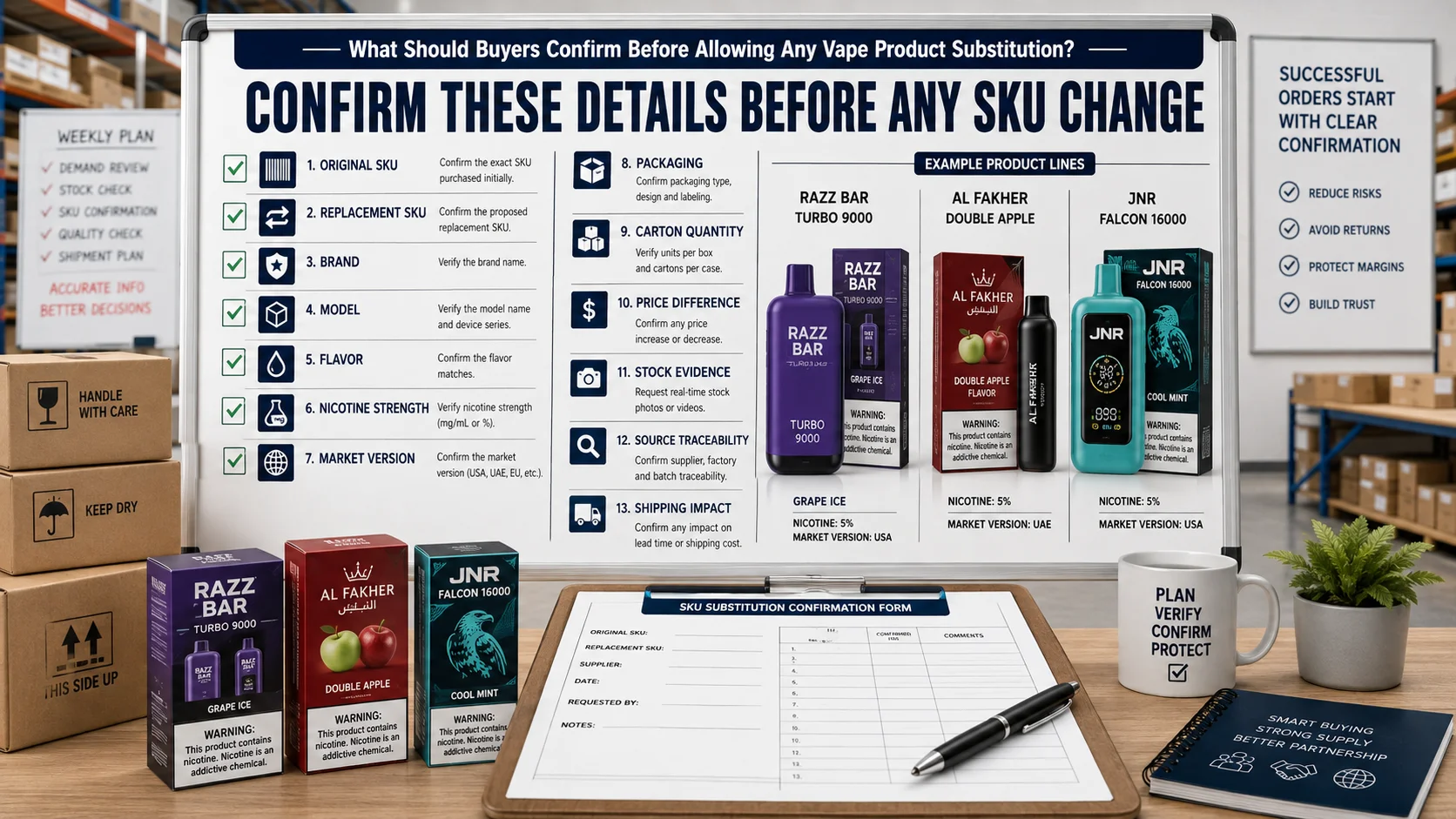 Vape stock substitution rules for wholesalers SKU verification checklist