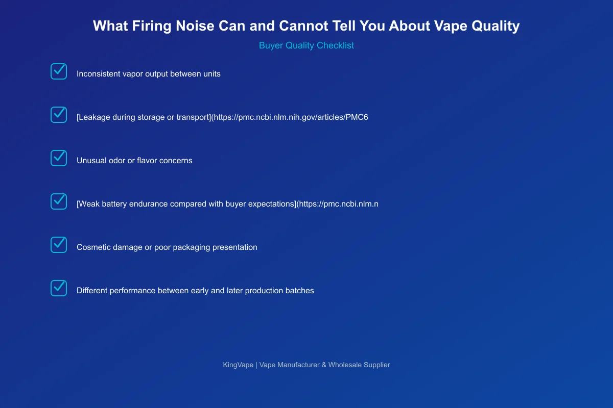 Vape quality inspection beyond firing noise for wholesale buyers