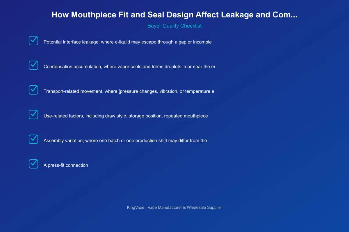 Wholesale vape buyer checking mouthpiece fit and seal design quality