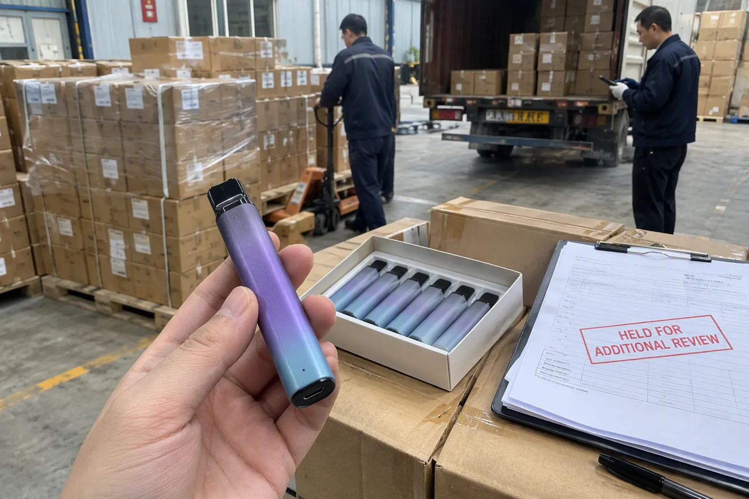 Is a U.S. vape shipment marked “held for additional review” a status requiring disciplined fact-checking (from section: